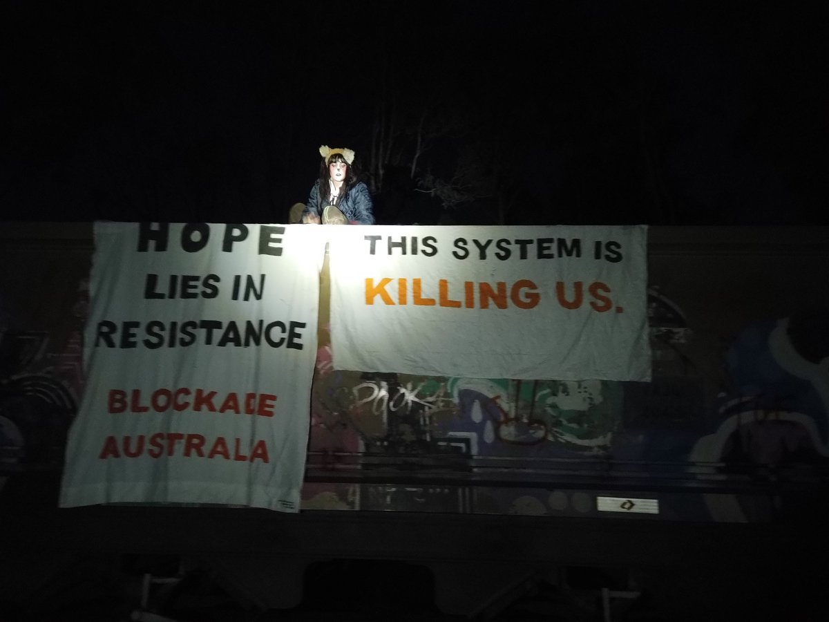 Possum magic happening now with @BlockadeAustralia
Possum stops coal train, because THIS SYSTEM IS KILLING US. 
"Governments &amp; industries are deliberately creating this destruction. Remember that we have the power to activate any change that we want to see"
