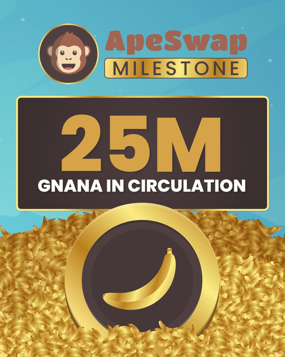 ApeBond's tweet photo. Over 2️⃣5️⃣ million $GNANA in circulation thanks to #RealYield staking pools 🥳

👑 Enjoy 100%+ APR now
➡️ https://t.co/emblc6VIjw https://t.co/DvNz6dRt4g