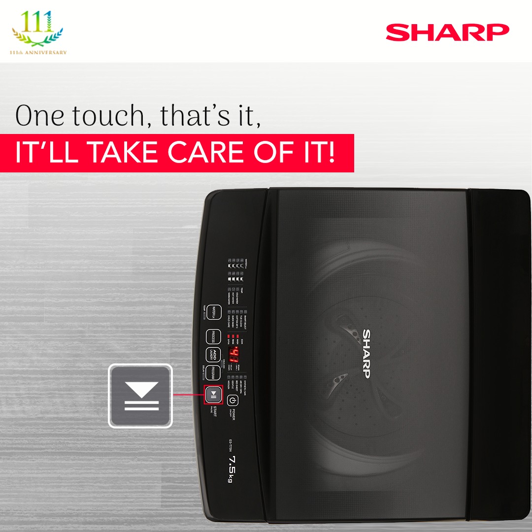 Heading out or have a lot of chores pending or have an e-meeting or maybe something else keeping you at your feet? We know people are always in a hurry, that’s why #SHARP brings you automatic #washingmachine. Just one touch & the standard program will start.

#Sharp111