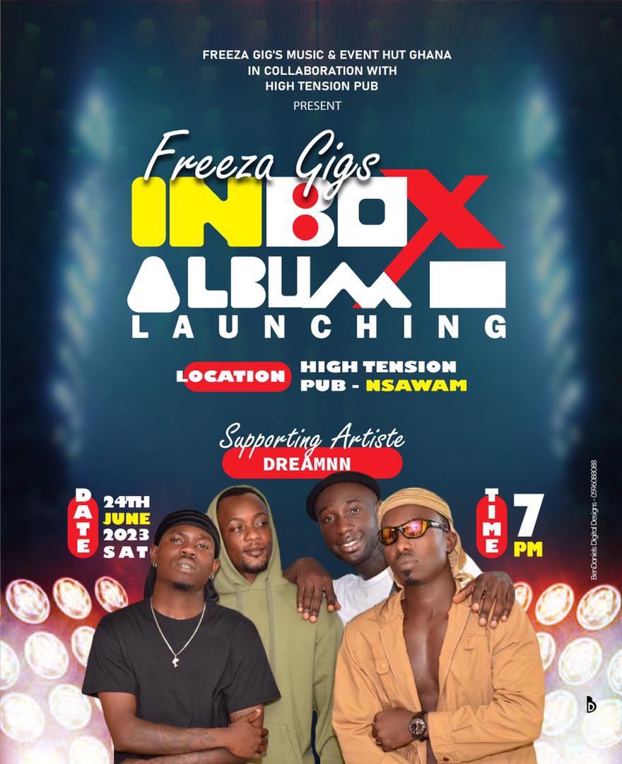 DreamNNMusic's tweet photo. Hey there! 🎉 I'm so excited to let you know that Dream NN will be performing live at the FREEZA GIGS INBOX ALBUM LAUNCHING event at HIGH TENSION PUB in NSAWAM! 🎶🤘 Don't miss out on this amazing opportunity to see them perform and have a great time. See you there! 😃👋 https://t.co/9neYvl75YR