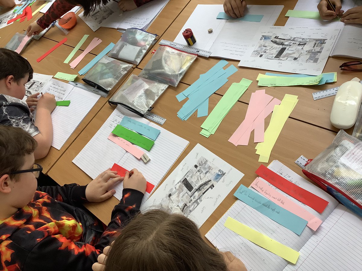 NPS5B's tweet photo. During our English lesson the morning the children were inspired by an illustration from our book focus The Promise. Working in pairs they have created a poem using onomatopoeia, personification and emotive language. #npsenglish https://t.co/kMSWh1ux1L