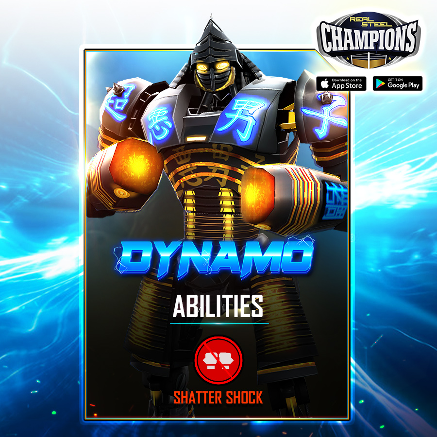 Introducing Dynamo: Unleash the Power of Robotics! Add him to your roster now!! Download Real Steel Champions: bit.ly/RSCGAME #robotgames #mobilegames #androidgames #freegames #actiongames #fightinggames #iosgameplay