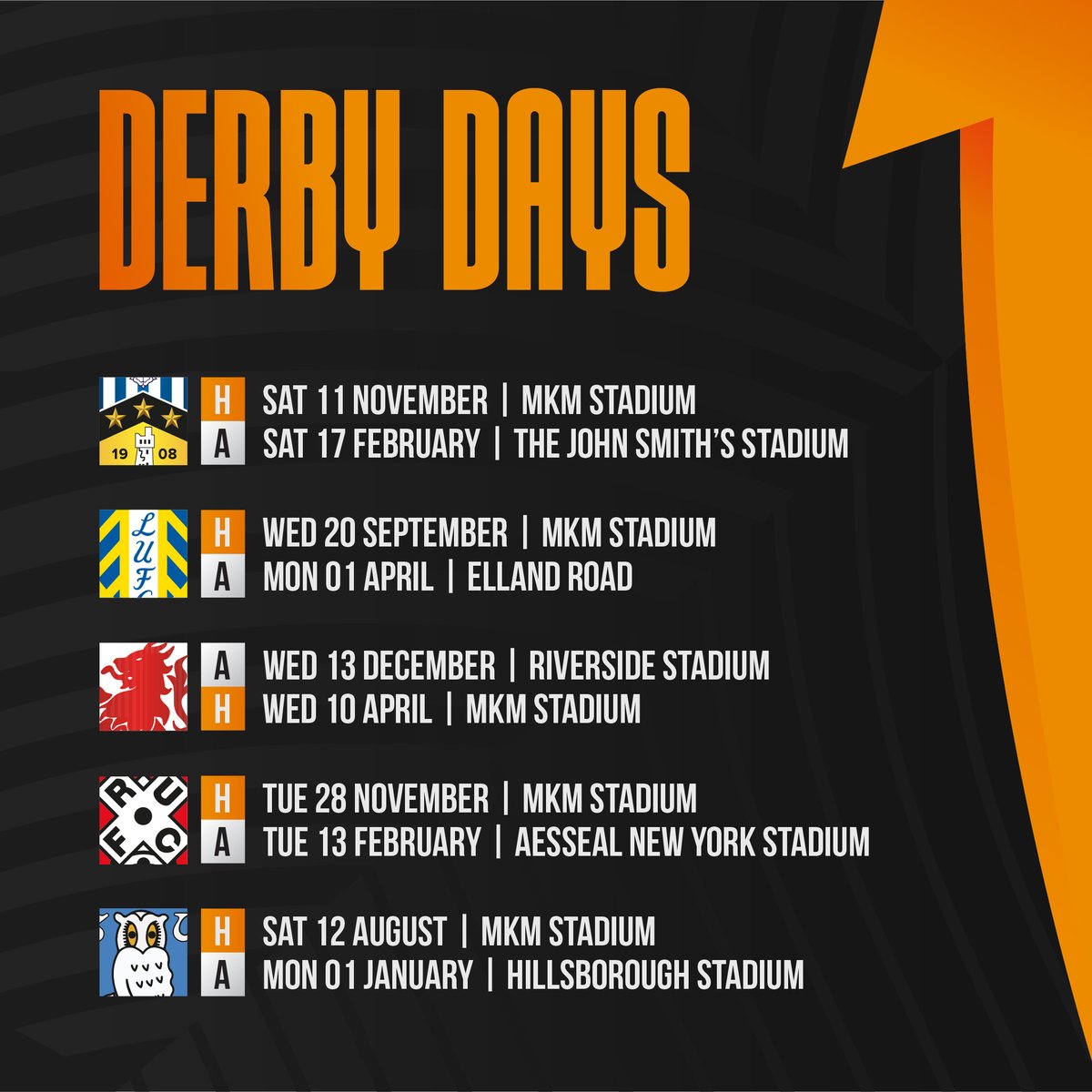 Derby Days #hcafc | #FixtureReleaseDay