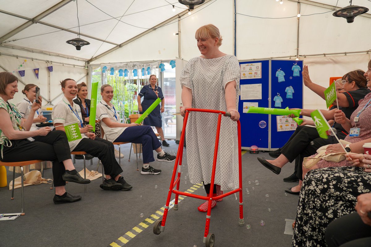 MKHospital's tweet photo. This morning, our Frailty Team held the Dignity Fashion Show in collaboration with @MKHCharity. This event was designed to raise staff and public awareness of the importance of dignity in care, preventing de-conditioning during admission, and preparing patients for discharge. https://t.co/1P9ZEvaM0w
