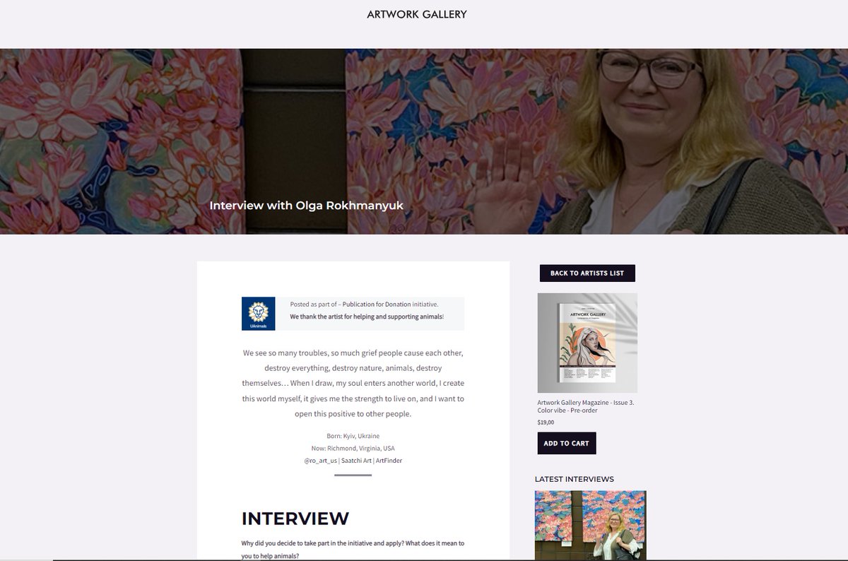 My artist interview for Artwork Gallery.

artworkgallery.net/interviews/int…
.
.
#ro_art_us #ROArtUS #painting #artist #interview #interviewartist #artistsforanimals #stopecocideukraine