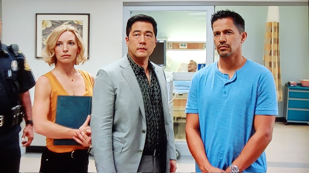 lmk66's tweet photo. We need many more seasons of these 3 on our tv screens together @NBC. Always in lockstep whenever they are on a case. Can only get better in seasons to come on #MagnumPI @magnumpi. #Miggins #Katsumoto #JayHernandez #PerditaWeeks #TimKang https://t.co/8NZmfBiS1o