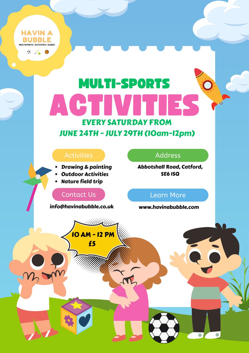 🫧#Fun, #Games & #Activities For All, Every Saturday For 6 Weeks @abbotshallhlc 10am-12pm🫧 #Sports #Catford #Abbotshall