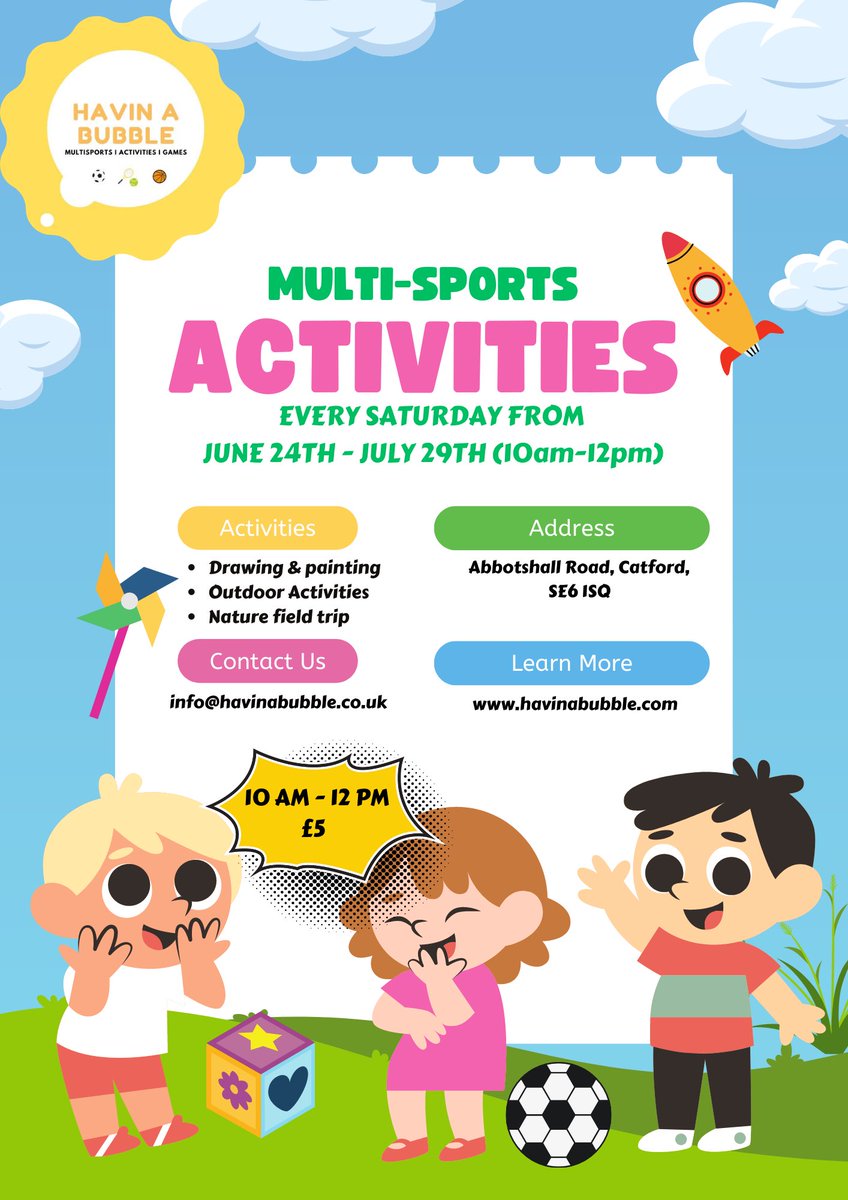 🫧#Fun, #Games &amp; #Activities For All, Every Saturday For 6 Weeks @abbotshallhlc 10am-12pm🫧

#Sports #Catford #Abbotshall