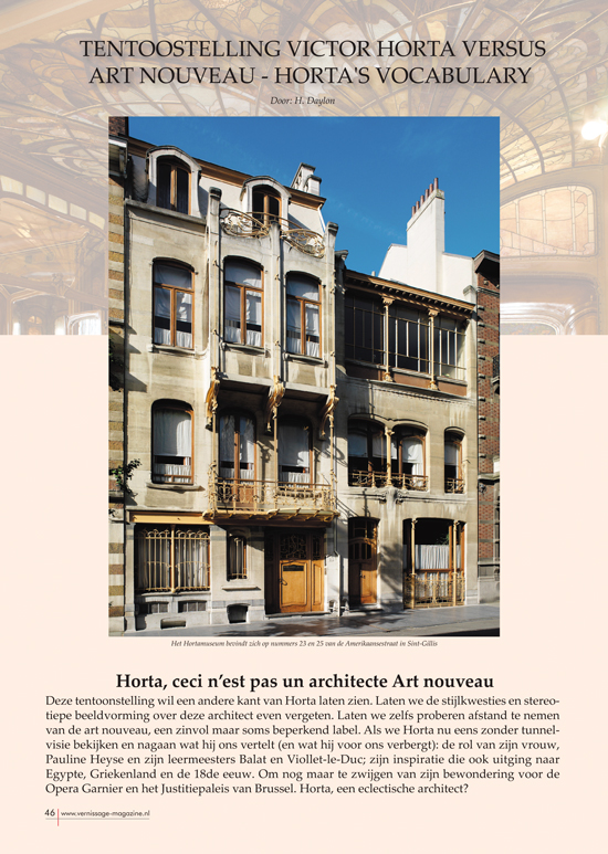 VernissageMag's tweet photo. VERNISSAGE Art Magazine
maart-april 2023
Beeldende Kunst Nederland België Europa

BRUSSEL
Hortamuseum
Amerikaansestraat 25, tel 02 5430490, di t/m vr 14-17:30, za/zo 11-17:30 uur, 'Victor Horta versus Art Nouveau'. Horta's vocabulary, t/m 8 jan 24. 
https://t.co/kEUchZQFtD https://t.co/T4lmQgXzVZ