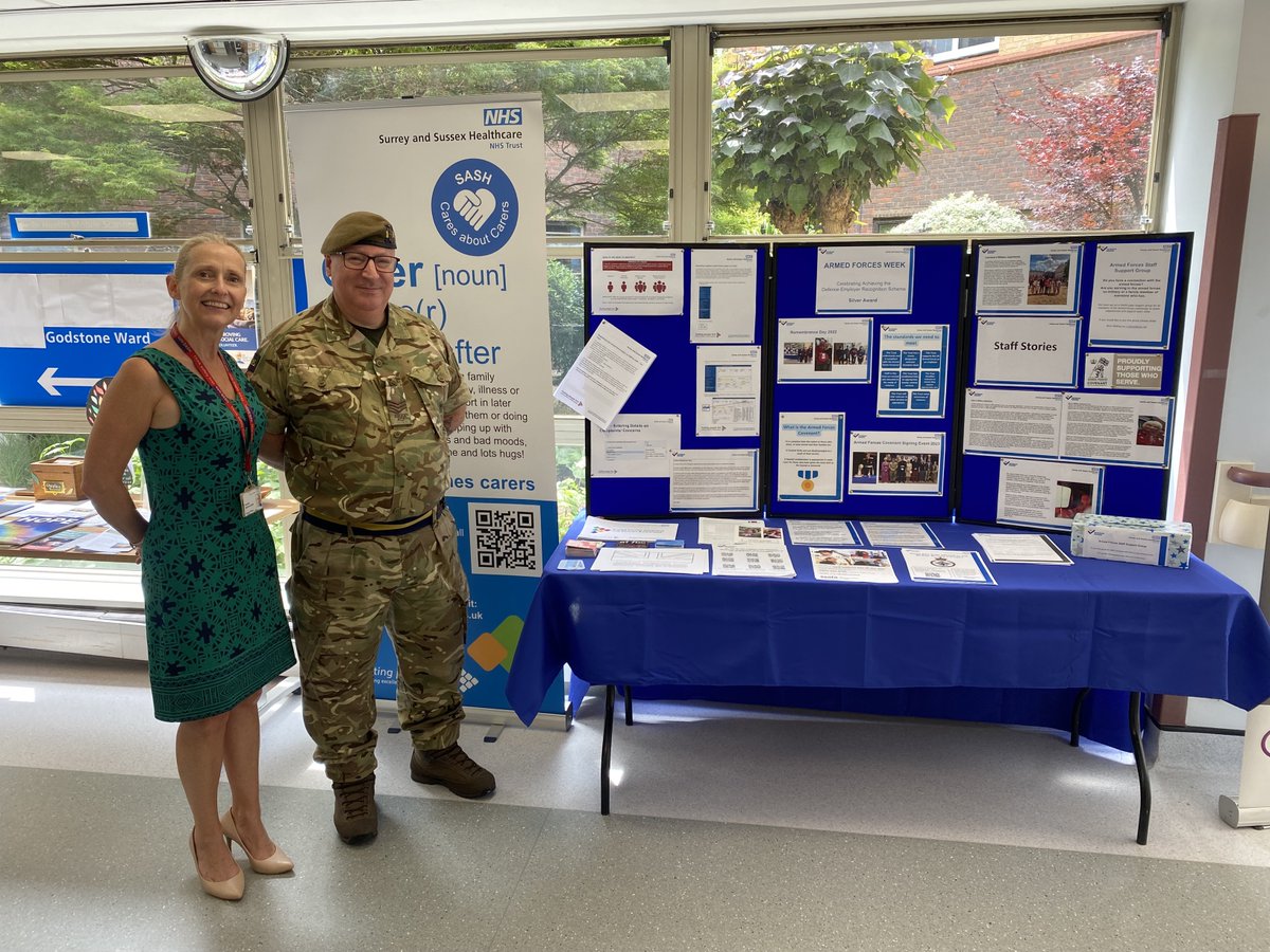 SASH NHS Trust (@sashnhs) on Twitter photo We're delighted to be joined by SI Rhodes from <a href="/SurreyACF/">Surrey Army Cadets</a>! Pop by the armed forces information stand at the east entrance to chat to him about #ArmedForcesWeek ahead of #ArmedForcesDay tomorrow. Read about our pledge to the armed forces community here: surreyandsussex.nhs.uk/about-us/lates… We're delighted to be joined by SI Rhodes from <a href="/SurreyACF/">Surrey Army Cadets</a>! Pop by the armed forces information stand at the east entrance to chat to him about #ArmedForcesWeek ahead of #ArmedForcesDay tomorrow. Read about our pledge to the armed forces community here: surreyandsussex.nhs.uk/about-us/lates…