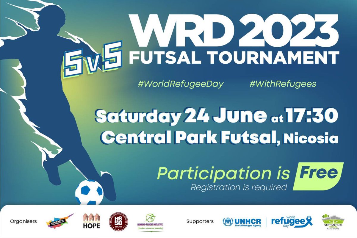 Generation for Change CY invites you to the 2nd World Refugee Day Futsal Tournament, tomorrow 24 June to express solidarity &  support for refugees & promote exchange between locals & refugees… 

in-cyprus.philenews.com/discover/world…

#GenerationForChangeCY #refugees 
#WRD #WRD2023 #Futsal…