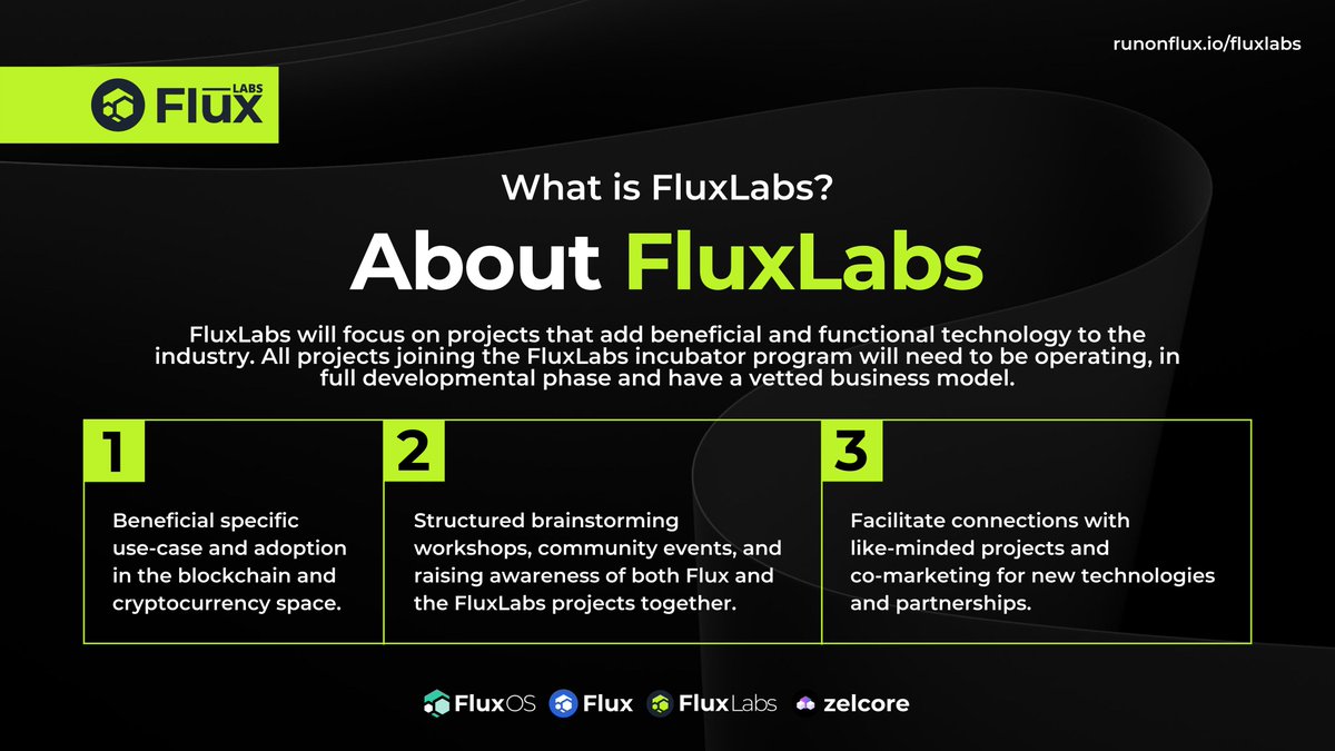 FluxLabs, #blockchain ve #kripto alanında çalışmak isteyen ve #Web3 alanında projelere sahip olanlar genç girişimciler için büyük bir fırsat sunmaktadır.
Kuluçka programları tamamen ücretsizdir! Katılmak için👉runonflux.io/fluxlabs.html 
Bilgi için 👇
#Flux $Flux @RunOnFlux #DePIN