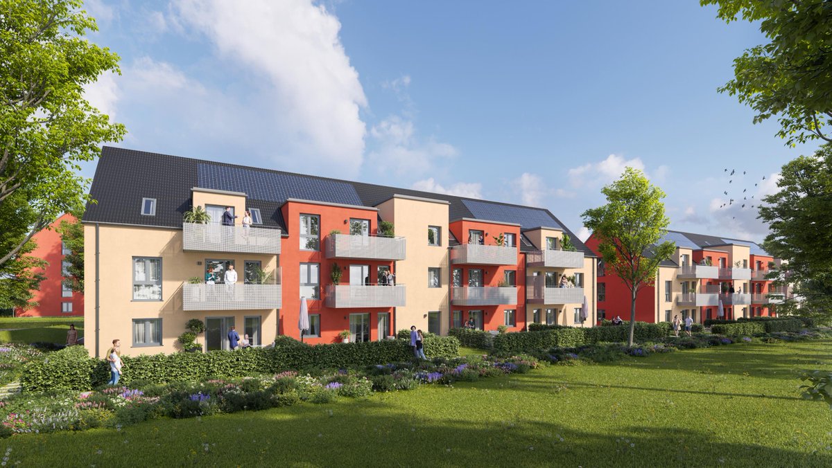 Vivawest_Wohnen's tweet photo. Heute feiert #VIVAWEST-Chef Uwe Eichner Richtfest in unserem #Quartier „In der Esche“ mit @dortmund_thomas, OB @stadtdortmund. Hier entstehen 92 energieeffiziente #Neubauwohnungen und 94 Stellplätze. Die Fertigstellung ist für Mitte 2025 geplant. Infos: https://t.co/DtxiGVaizG https://t.co/WkrtkuCXP3