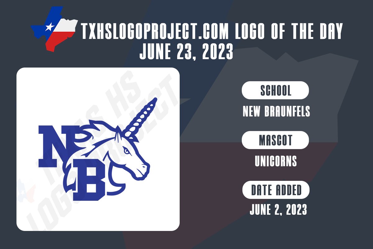 Between Austin and San Antonio off I-35, we check out the New Braunfels Unicorns for the #LogoOfTheDay

@NBISDAthletics @NBUnicornFB @NBBSoccer @NBUnicornSB @Unicorn_Hoops @UniBaseball 

#txhsfb #txhshoops #txhsvb #txhsbaseball #txhssoftball

txhslogoproject.com/new-braunfels-…