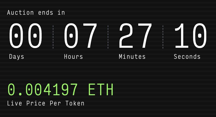 You have less than 8 hours left to place your bid for “A Machine for Dying.” Keep an eye on your bid as it could fall below the minimum allocation and you would not be able to claim any Tokens, only a refund.