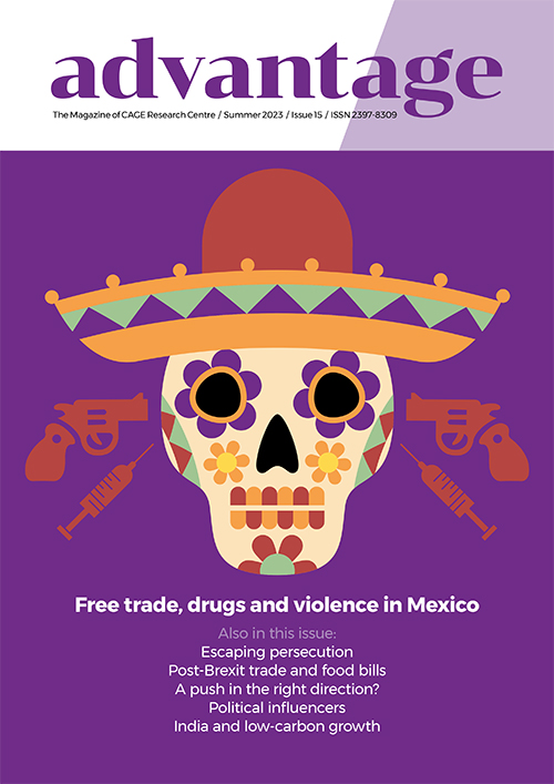 Don't miss our latest issue of Advantage Magazine! Articles on esaping persecution, post-Brexit trade, mandatory pension policies, US lobbying, drugs and violence in Mexico and low-carbon growth. buff.ly/3JvS7yT @warwickecon @WarwickPPE @Warwick_SocSci