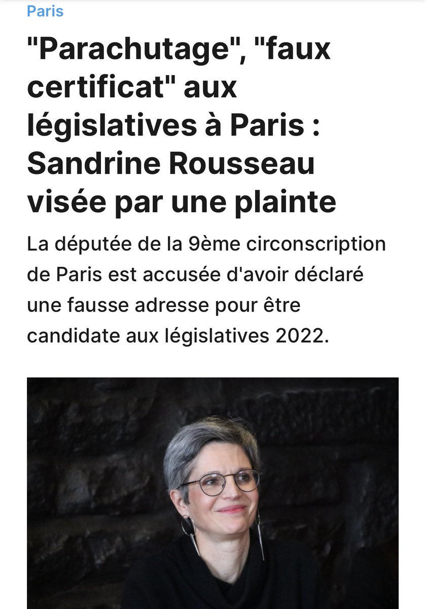 En parlant d’attestation (de domicile) 🤨 le doute m’habite 🤭
#Rousseau #Legislatives2022 

Faux et usage de faux
RAPPEL
Sanctions :
Utiliser ou établir une fausse attestation, un faux certificat est puni d'1 an de prison et 15 000 € d'amende.

#Parachutage #NupesMarcheDeDupes