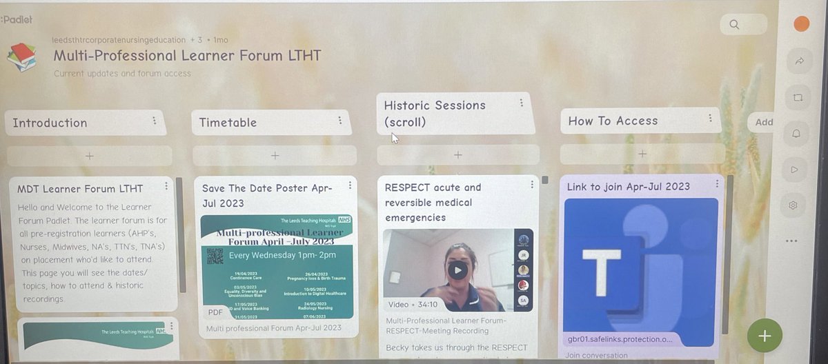 Don’t forget the Multi-Professional Learner Forum padlet is updated with all the sessions we run every Wednesday 1-2pm! The link is the same until the end of July! We have recoded sessions on RESPECT, Delirium, Foot Health, MND plus many more! #futureyou