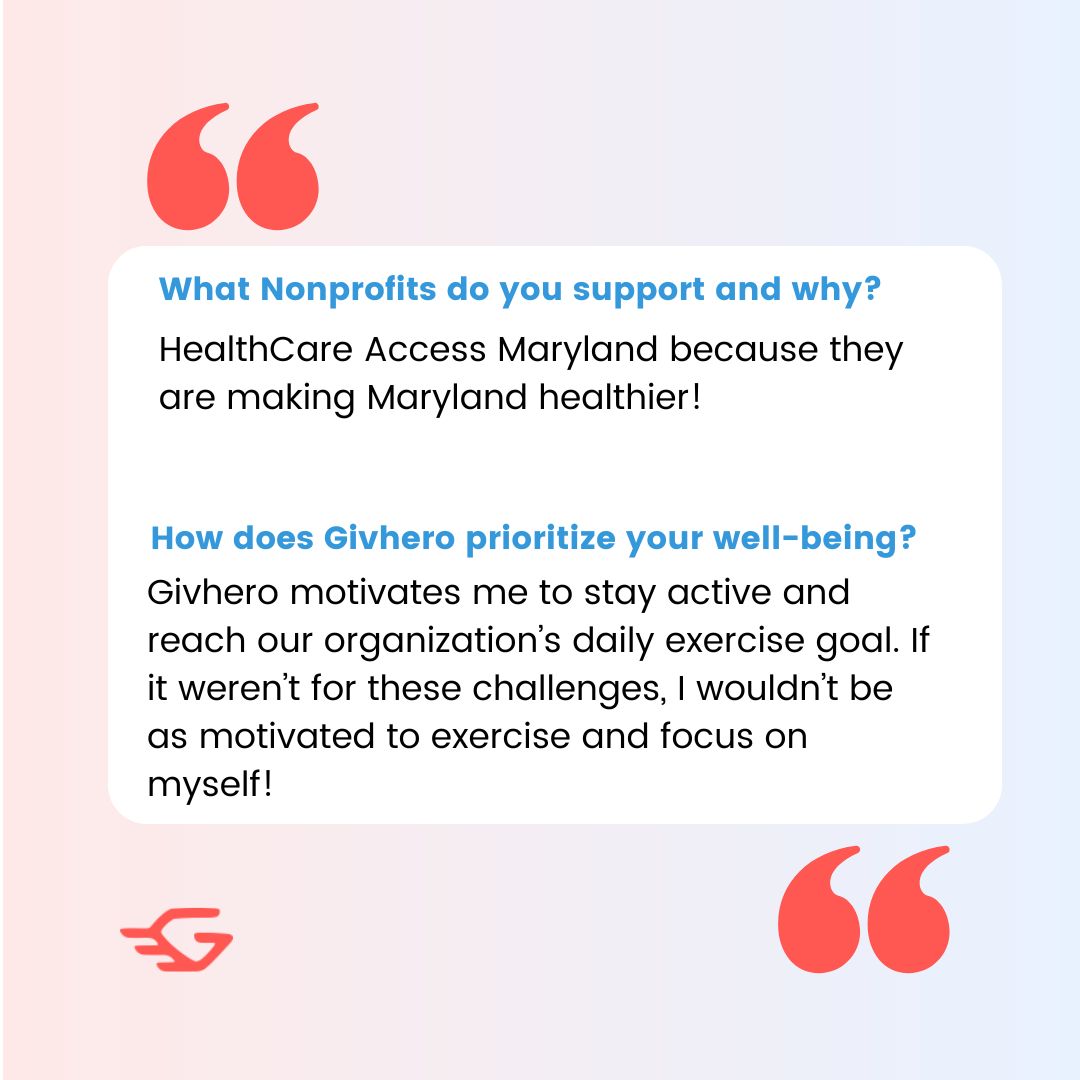 givhero's tweet photo. Meet Jordan, one of our Giving Heroes!  👇

⭐She supports @HCAMaryland "Because they are making Maryland healthier!" 

⭐"Givhero motivates me to stay active...If it weren’t for these challenges, I wouldn’t be as motivated to exercise and focus on myself!"

#wellness #giving https://t.co/oKgdZKcu50