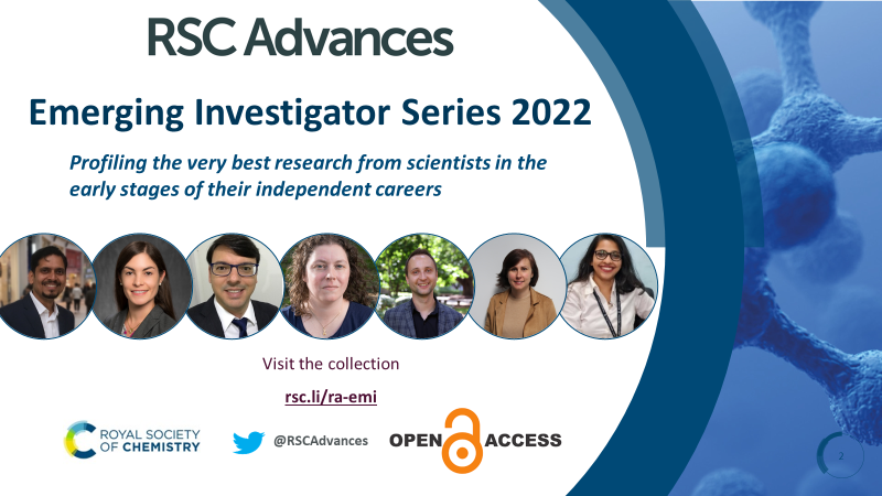RSCAdvances's tweet photo. Welcome to our #EmergingInvestigators series, 2022, led by Fabienne Dumoulin @Fab_Dumoulin and Shirley Nakagaki!

Read the collection 👉 https://t.co/ebAB8ghL9X

and find out more about the featured researchers
🔗 https://t.co/EsKOaMAAIN https://t.co/9m0AdIVkoU