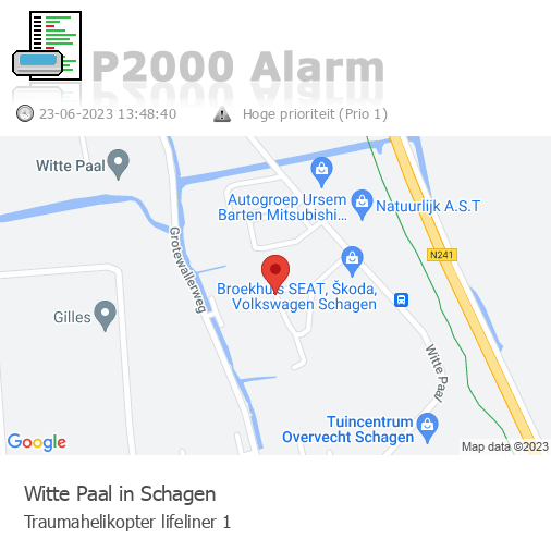 P2000alarm_LL's tweet photo. Traumahelikopter LifeLiner 1 gaat naar Witte Paal in Schagen https://t.co/xmS9zbLbBq https://t.co/ikAzDCP1Uf