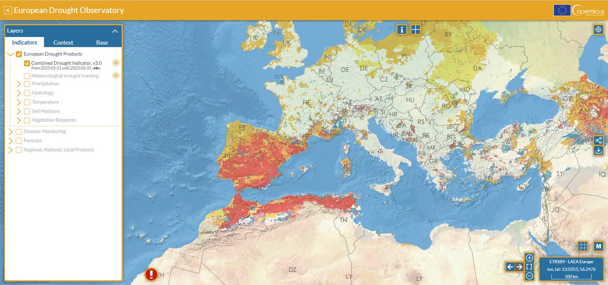 #ICYMI

<a href="/CopernicusEMS/">Copernicus EMS</a> has recently launched a new web portal for its #drought observatories - #EDO and #GDO❗️

A new interface has been developed to make access to maps and data as easy and seamless as possible

Check the new portal at👇
edo.jrc.ec.europa.eu/tumbo