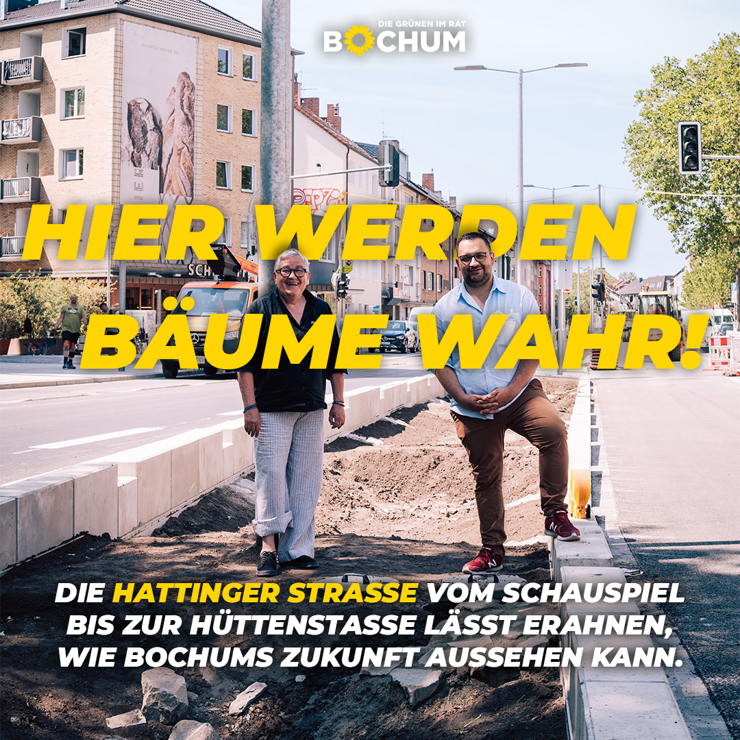 gruenebochum's tweet image. Der #Starkregen hat das Schwammstadtprinzip auf der Hattinger Straße pünktlich zur Eröffnung des Teilstücks Schauspiel bis Hüttenstraße getestet. Mit Erfolg. Der Straßenabschnitt ist ein #Pilotprojekt, dass sich sehen lassen kann.