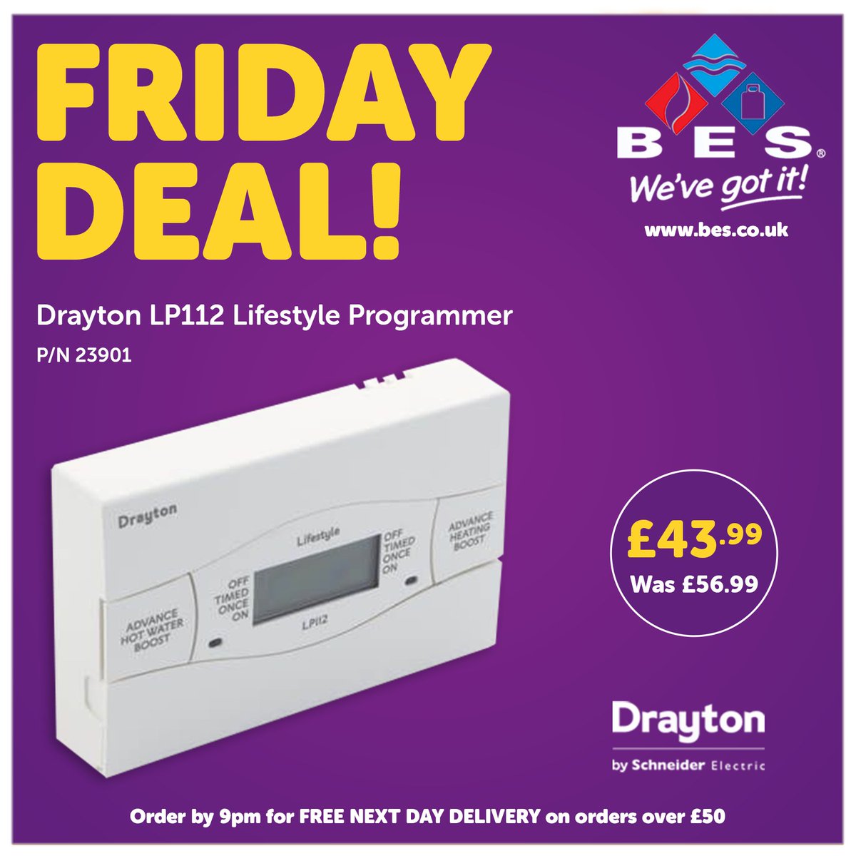 BES Limited (@bes_limited) on Twitter photo We've got a Friday Deal for you 🎉
Grab a <a href="/DraytonHeating/">DraytonHeating</a> LP112 Lifestyle Programmer with a saving, available today only! Head here for more 👉 bit.ly/44crnLM We've got a Friday Deal for you 🎉
Grab a <a href="/DraytonHeating/">DraytonHeating</a> LP112 Lifestyle Programmer with a saving, available today only! Head here for more 👉 bit.ly/44crnLM