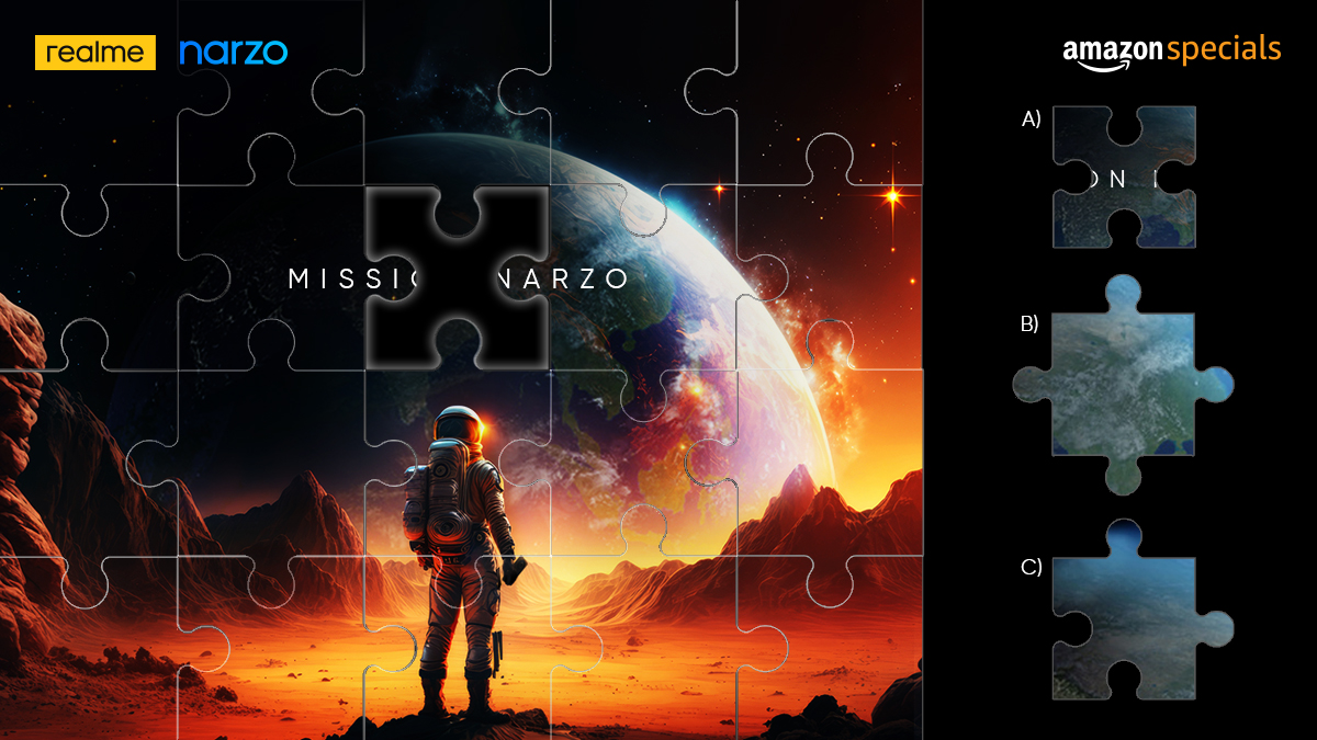 realmenarzoIN's tweet photo. Complete #Missionnarzo by filling in the gap and picking the right piece that completes the #puzzle!

RT this tweet with your answer and stand a chance to #win* #realme goodies👇

*T&amp;C Apply: https://t.co/GYZALc75nz

@AmazonIN

#Contest #Participate https://t.co/Nd15XV9fTA
