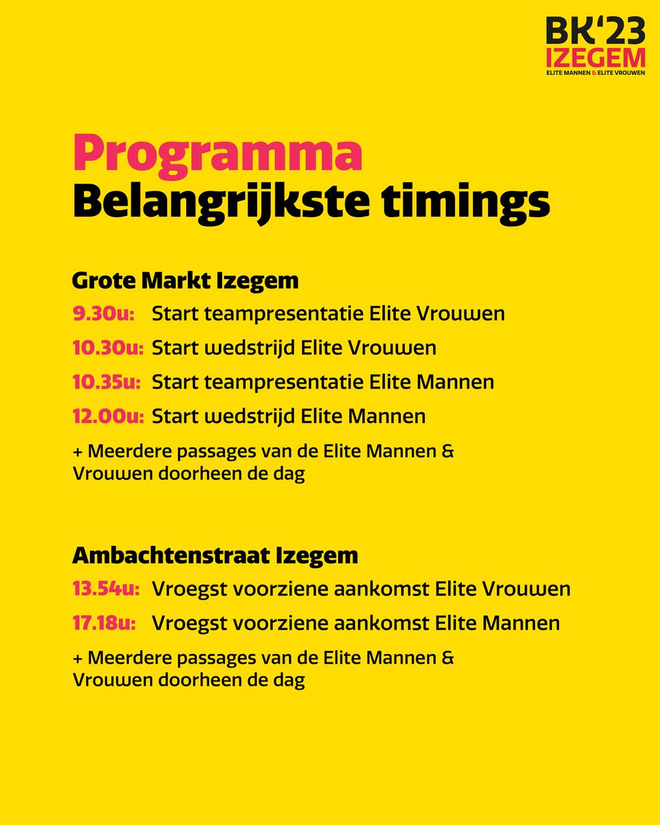 Izegem is klaar om de renners en de supporters te ontvangen! 🖤💛❤️#BKIzegem23