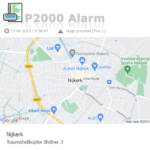 P2000alarm_LL's tweet photo. Traumahelikopter LifeLiner 3 gaat naar Nijkerk https://t.co/HSUm5e8KgO https://t.co/XKUnlB88aW