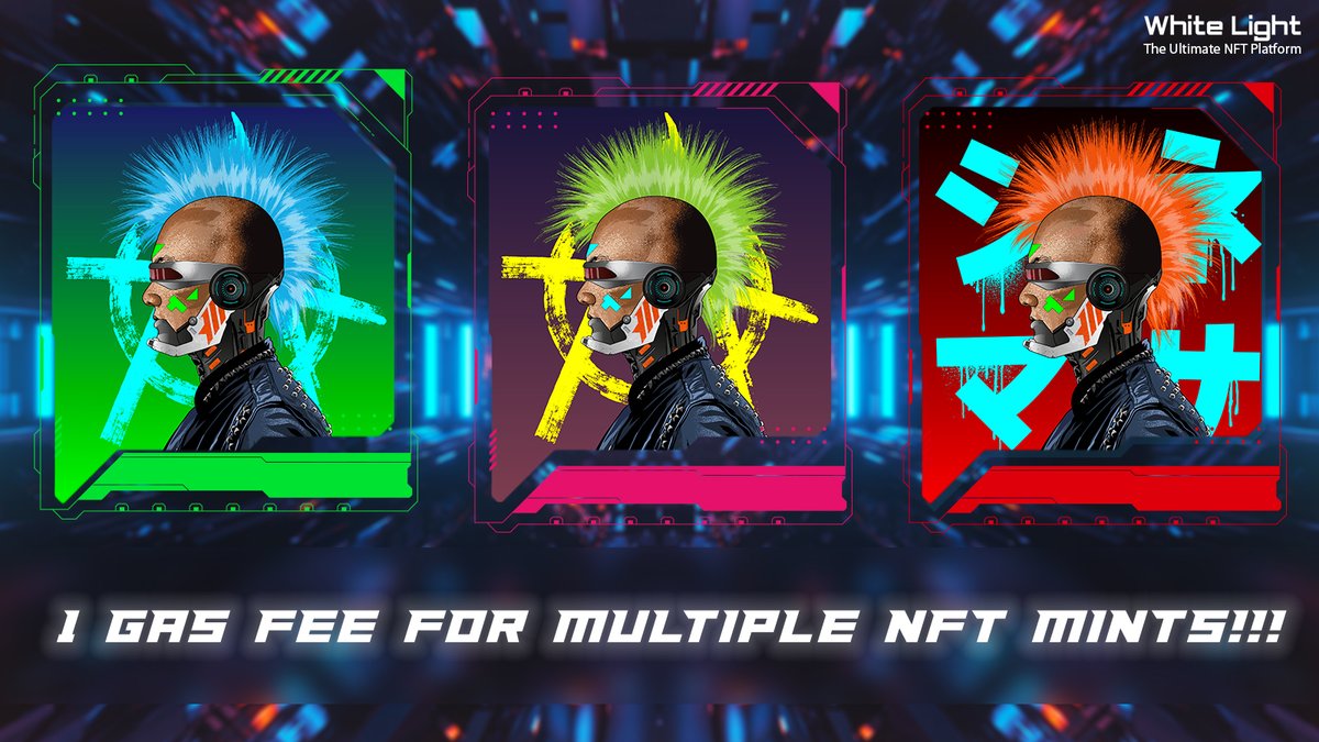 Yes, you read it right! You can mint multiple NFTs as you like at the same time on White Light NFT Launchpad by just paying the gas fees for 1 NFT! 

Get ready to mint your Digital Punk Tomorrow!
whitelightnft.io

#NFT #blockchain #Ethereum