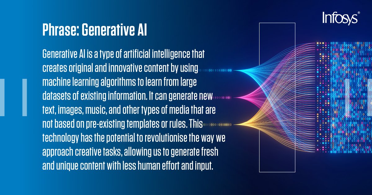 Have you ever wondered how machines can create art, music, and even stories?

That's the power of #GenerativeAI!

From generating new images to composing music - the possibilities are endless.