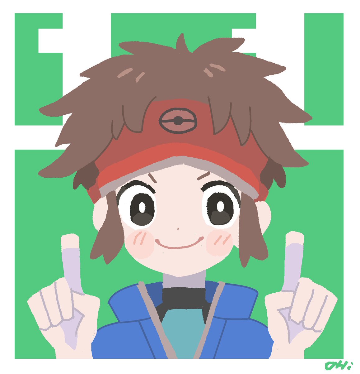 nate (pokemon) 1boy male focus smile brown hair bright pupils solo white pupils  illustration images