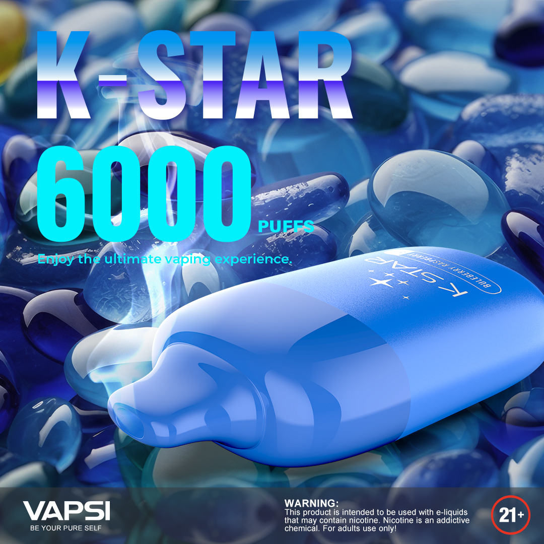 Vapsi_official's tweet photo. VAPSI K-STAR
6000PUFFS, Enjoy the ultimate vaping experience๐
Warnings: This product is only for adults.
#vapsi #vapsikstar #disposable #vaping #ecig #vapeit https://t.co/cLBncpGW4h