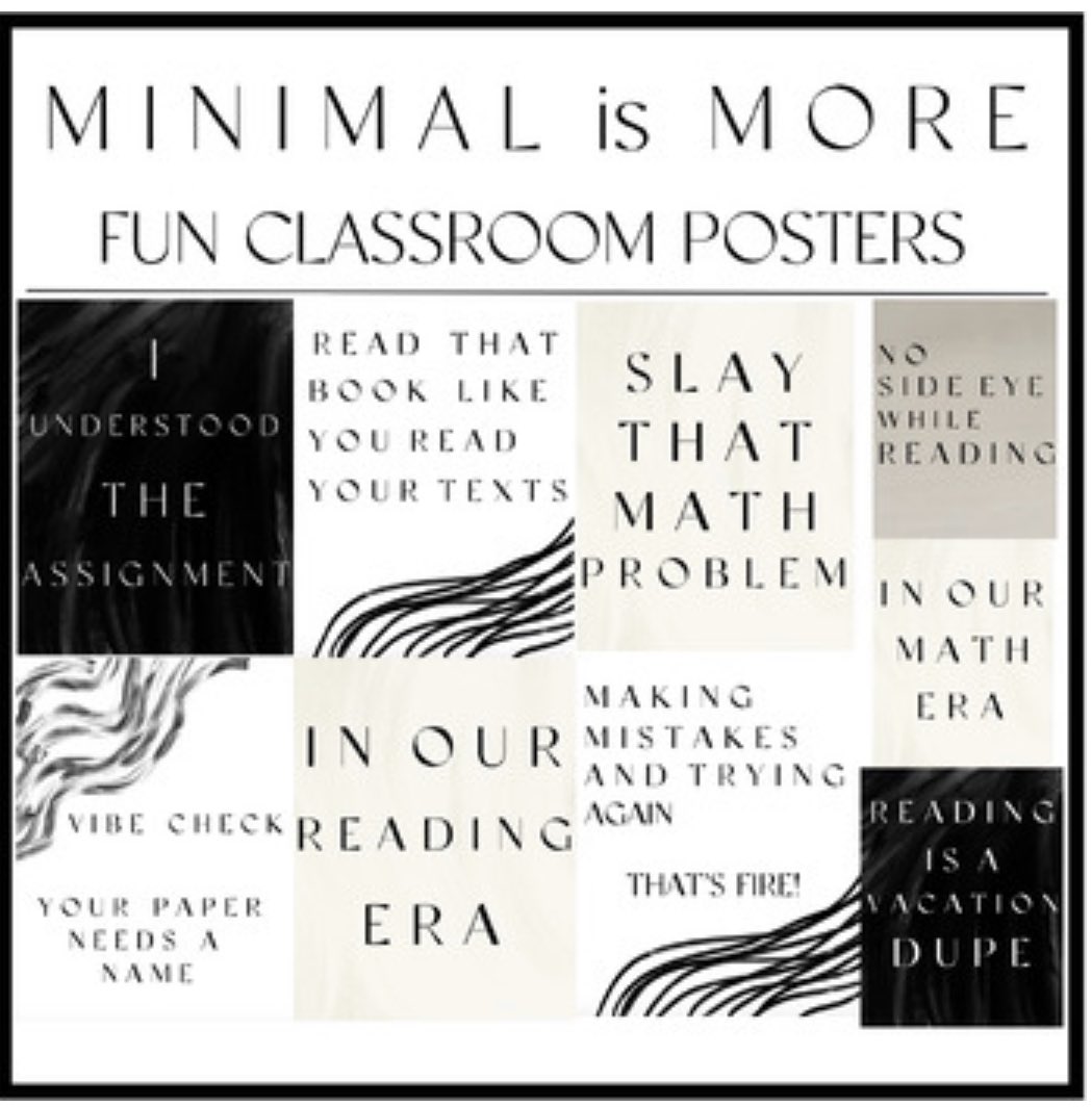 What did I do on a break from packing up my apartment? Made these fun posters - incorporated student sayings/interests into classroom posters🤣  #classroomdecor 
teacherspayteachers.com/Product/Minima…