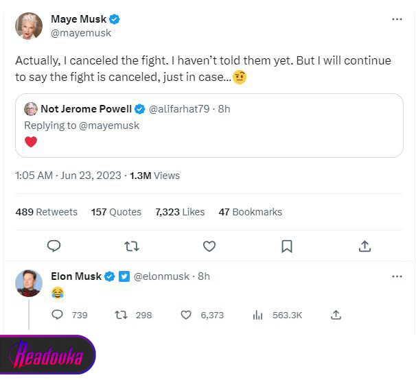 readworl's tweet photo. @mayemusk  canceled @elonmusk fight with #Meta head #Mark Zuckerberg

Parents always worry about their kids, even if they're the richest in the world. And if your son's opponent is a #jiujitsu belt holder, they worry twice as much.

#MuskVSZuck #Musk #BREAKING https://t.co/MWsSUdCm5k