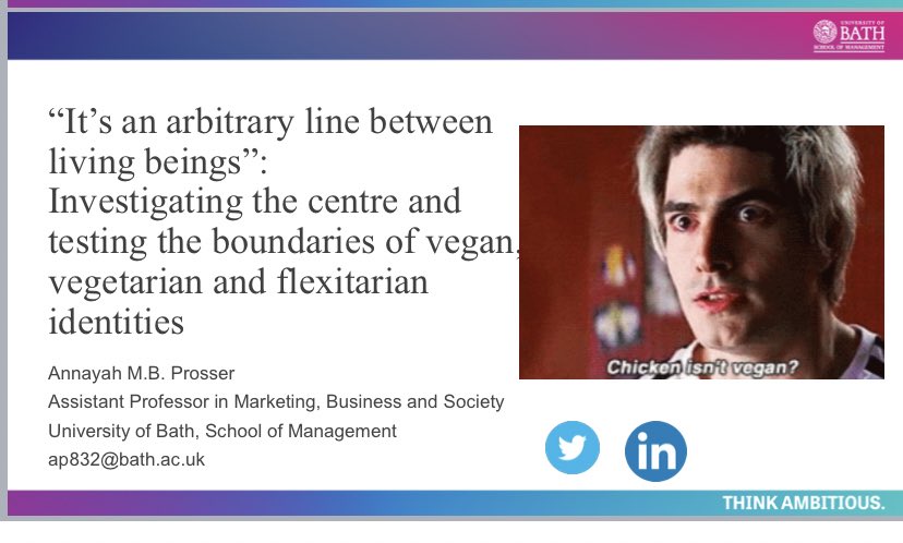 Excited for my talk at the @PhairSociety conference later today on the boundaries between vegan, vegetarian, & flexitarian identities! Check out our invited symposium on Intersecting identities: from 3:30!  With @KathrynBFrancis @SamuelFinnerty and Dennis Powers @MercyForAnimals