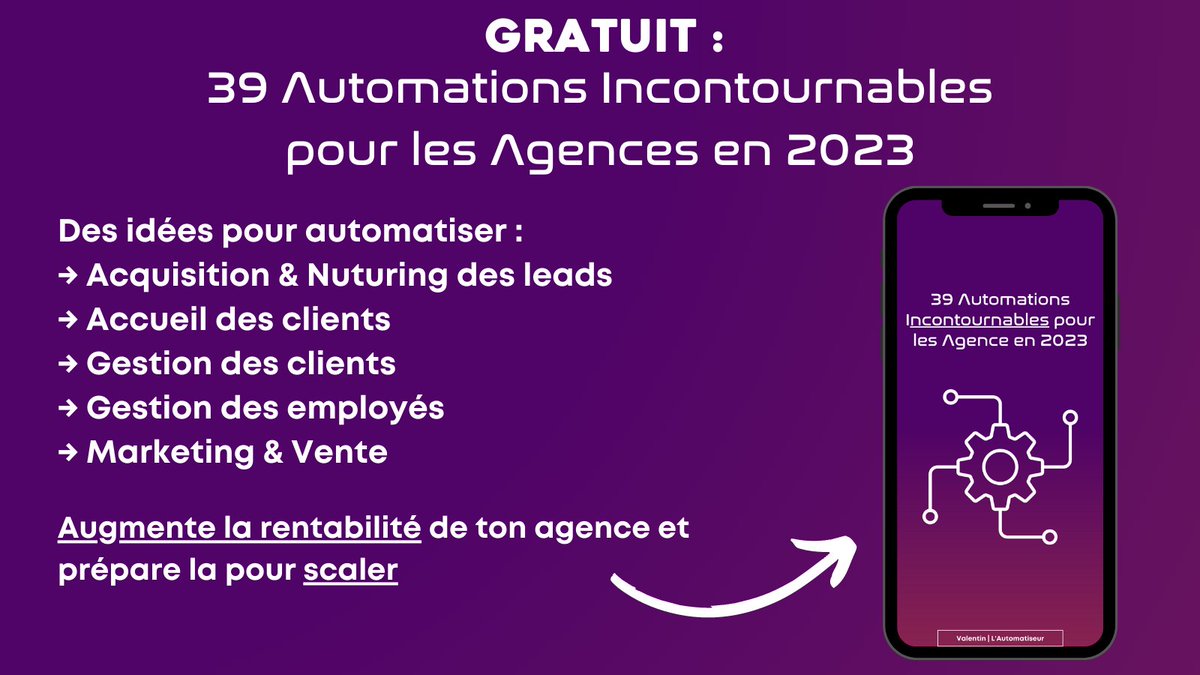 Tu as une agence ?

J'ai listé 39 automations incontournables pour que tu puisses :
→ Gagner des dizaines d'heures par semaine
→ Virer tes assistants virtuels &amp; stagiaires
→ Booster la rentabilité

RT &amp; commente "liste" pour la recevoir en DM
(tu dois me follow)