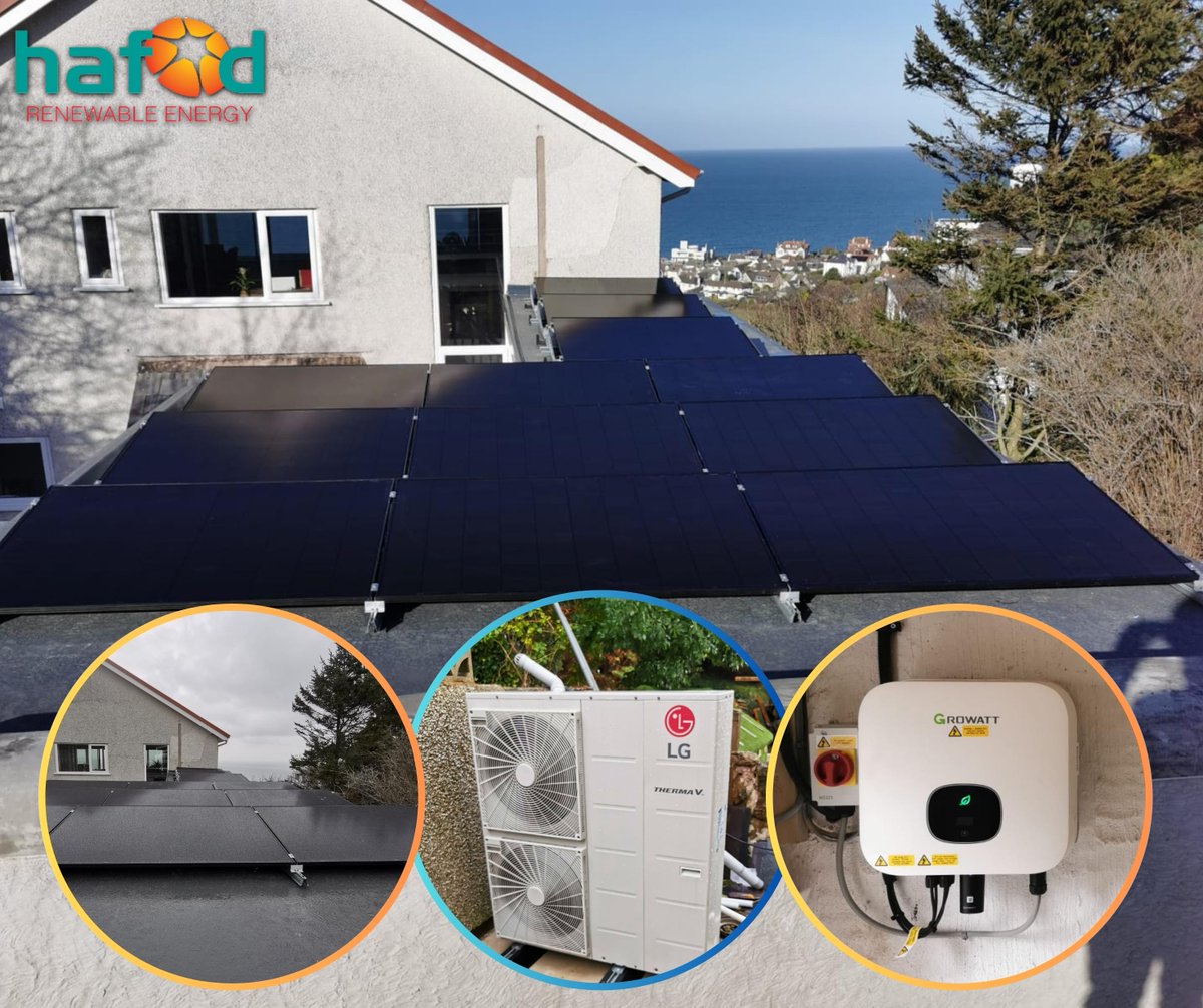 Our client's recent installation of solar pv + LG air source heat pump by the beautiful North Wales coastline ⚡️🌊