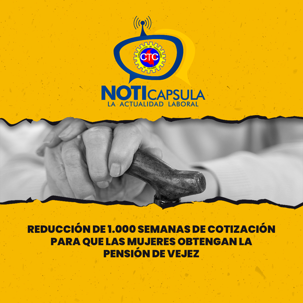 ctccolombia's tweet photo. #NoticapsulaCTC La corte constitucional elimina el requisito de 1300 semanas de cotización para que las mujeres obtengan la pensión de vejez, A partir del 1 de enero del 2026 se hará reducción gradual de dichas semanas, conoce más en nuestra #CapsulainformativaCTC #CTCpresente https://t.co/yZ1dDX9NPy
