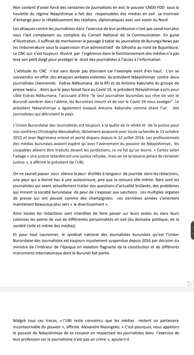 Trois ans au pouvoir de <a href="/GeneralNeva/">SE Evariste Ndayishimiye</a>, trois ans de répression de la presse au #Burundi. 
#Communiqué. 
<a href="/IFJGlobal/">IFJ</a>