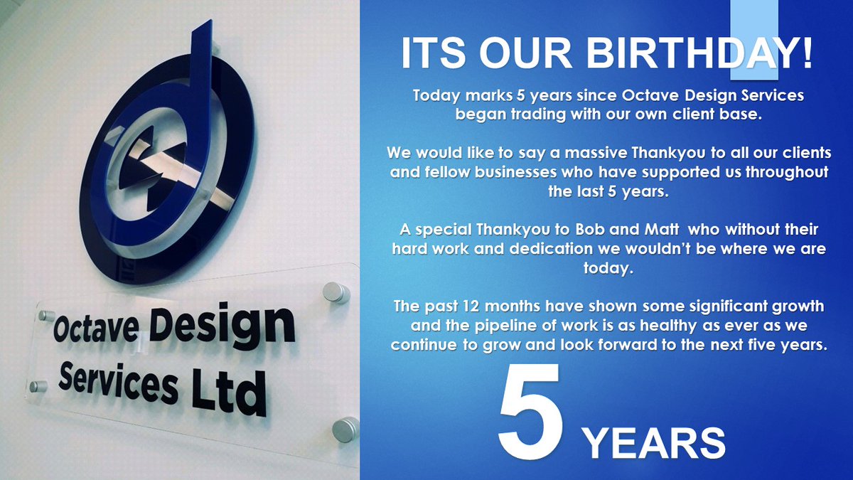 OctaveDSLtd's tweet photo. Its Our Birthday and we will party if we want to! 5 Years and going strong!🎂🎂🍾🥂 https://t.co/iKNPBhFMMm