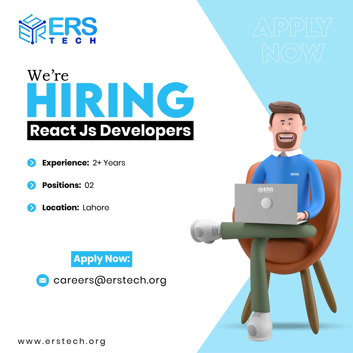 ErstechInfo's tweet image. We at ERS TECH are looking for skilled ๐๐๐๐๐ญ ๐๐ฌ ๐๐๐ฏ๐๐ฅ๐จ๐ฉ๐๐ซ๐ฌ.
๐๐ฑ๐ฉ๐๐ซ๐ข๐๐ง๐๐: 2+ Years
๐๐จ๐ฌ๐ข๐ญ๐ข๐จ๐ง๐ฌ: 02
๐๐จ๐๐๐ญ๐ข๐จ๐ง: Lahore, Pakistan
๐๐๐ง๐ ๐ฒ๐จ๐ฎ๐ซ ๐ซ๐๐ฌ๐ฎ๐ฆ๐ ๐๐ญ:
careers@erstech.org
#erstech #hiring #reactjsdeveloper #webdeveloper