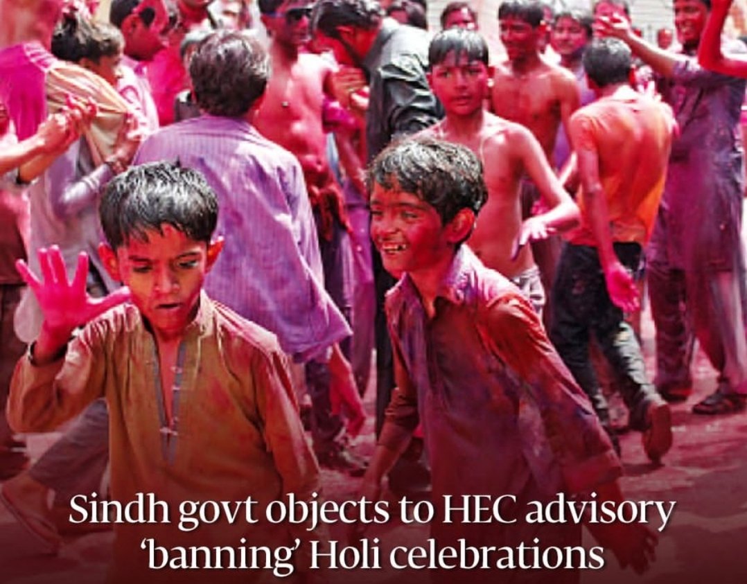 NeotericFeed's tweet photo. The Sindh government took exception on Thursday to the (HEC) advising universities to 'distance' themselves from religious festivals such as Holi as celebrating them was incompatible with the countrys identity and societal values.

#Holi #HEC 
#EidAlAdha #Submersible 
#OceanGate https://t.co/1qwLy2Fe6L