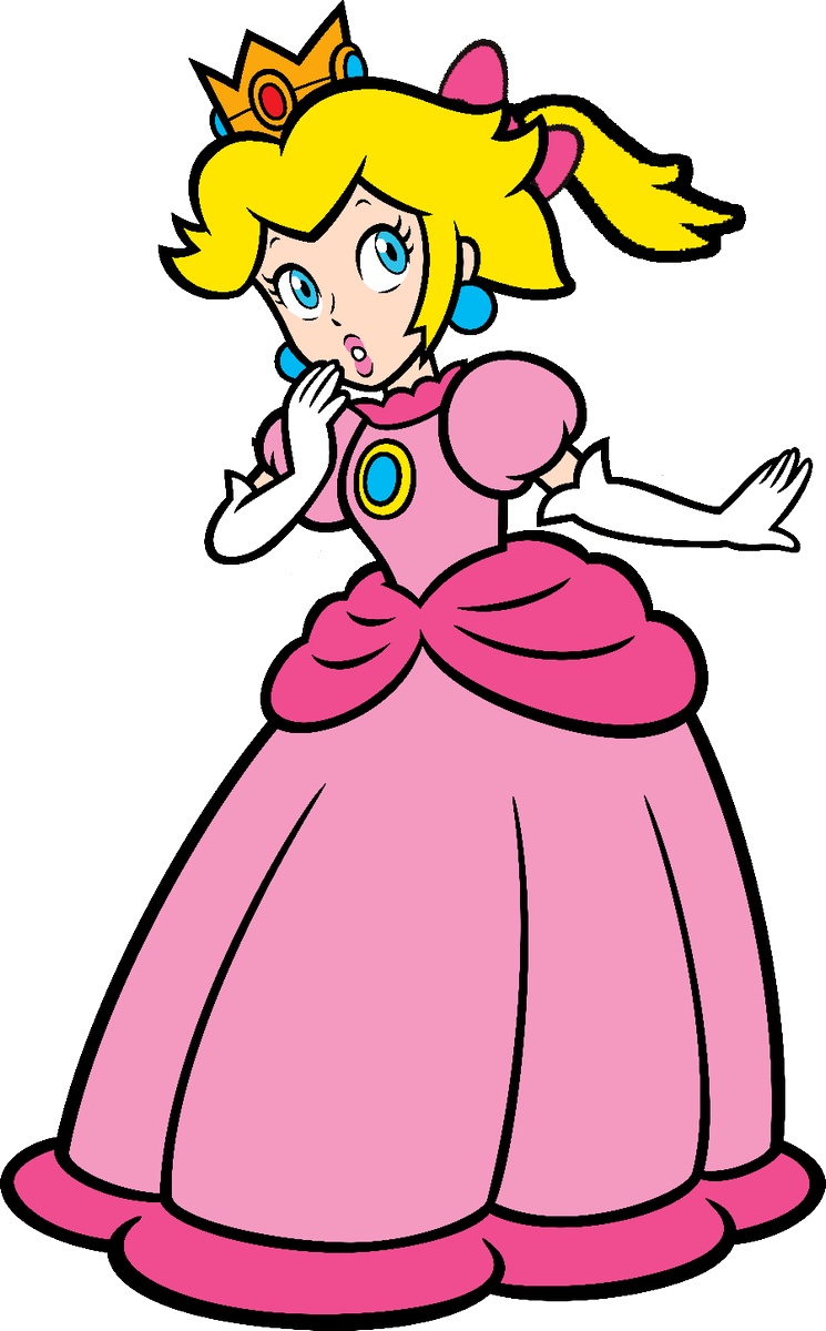 ピーチ姫 ピーチ姫様の公式の単純な線のアートワークの改変でのポニーテール