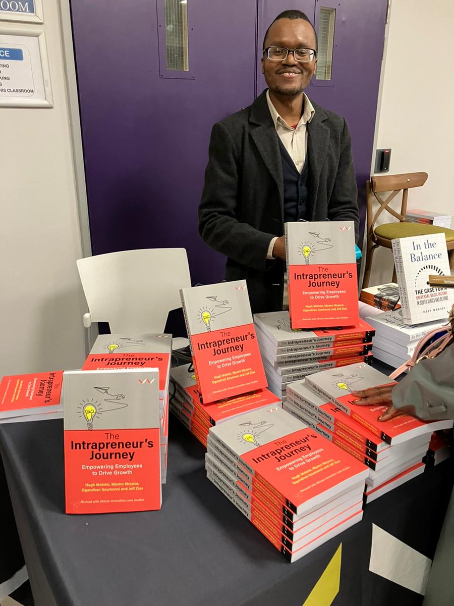 WitsPress's tweet photo. What an informative discussion on #intrapreneurship & #innovation at the book launch of #TheIntrapreneur’sJourney @witsbschool with co-authors #Diran Soumonni, @MjumoMzyece, @hughmolotsi & Prof Mills Soko #wbsevents #innovation #employees #Entrepreneurship https://t.co/up5sNEEaSE