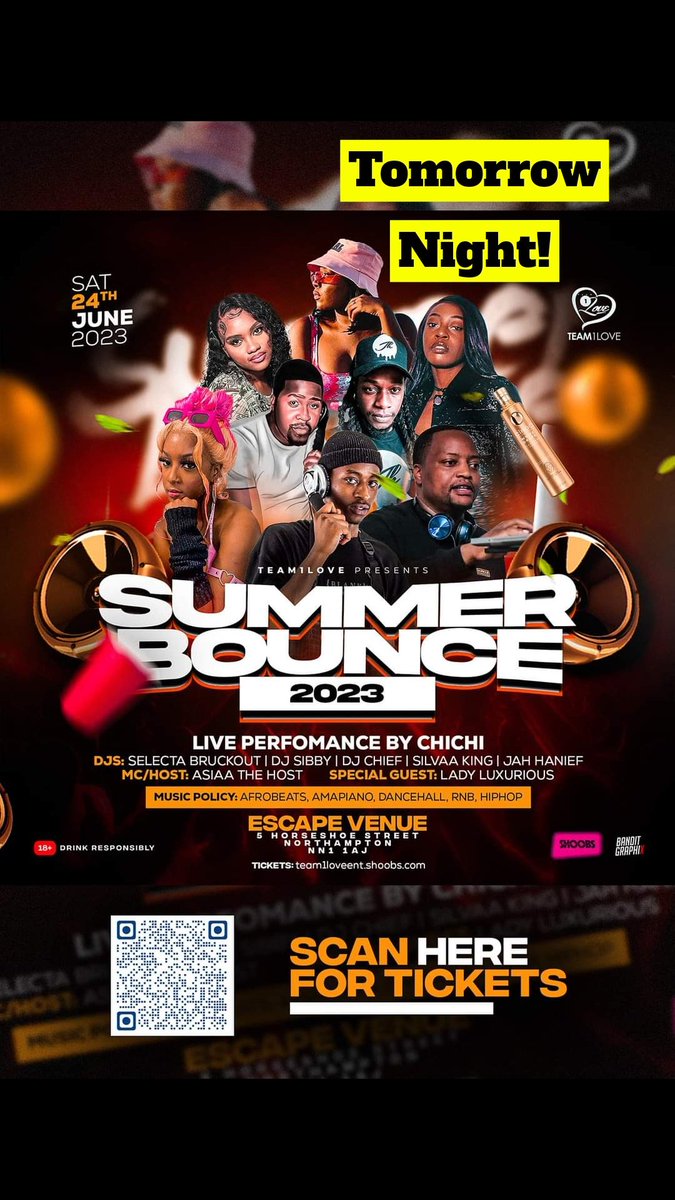 AfrobeatsNN's tweet photo. #SummerBounce2023 THIS SATURDAY (TOMORROW) at Escape Venue  NORTHAMPTON!!

BIRTHDAY CELEBRATIONS PLUS SPECIAL GUESTS!

BBQ AVAILABLE ON THE NIGHT!! 🍖

FOR TICKETS https://t.co/onU3irVAg4

DRESSCODE: SUMMER WEAR ☀️ 
DOORS OPEN: 10:30PM - LATE 🎉 https://t.co/f7xwPxAUgI