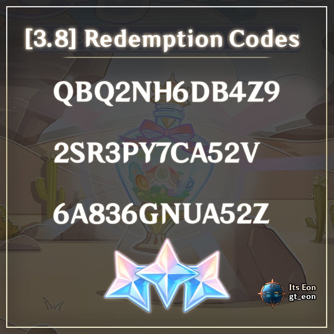 Genshin, 3.8 Redeem Code & Primogem Codes