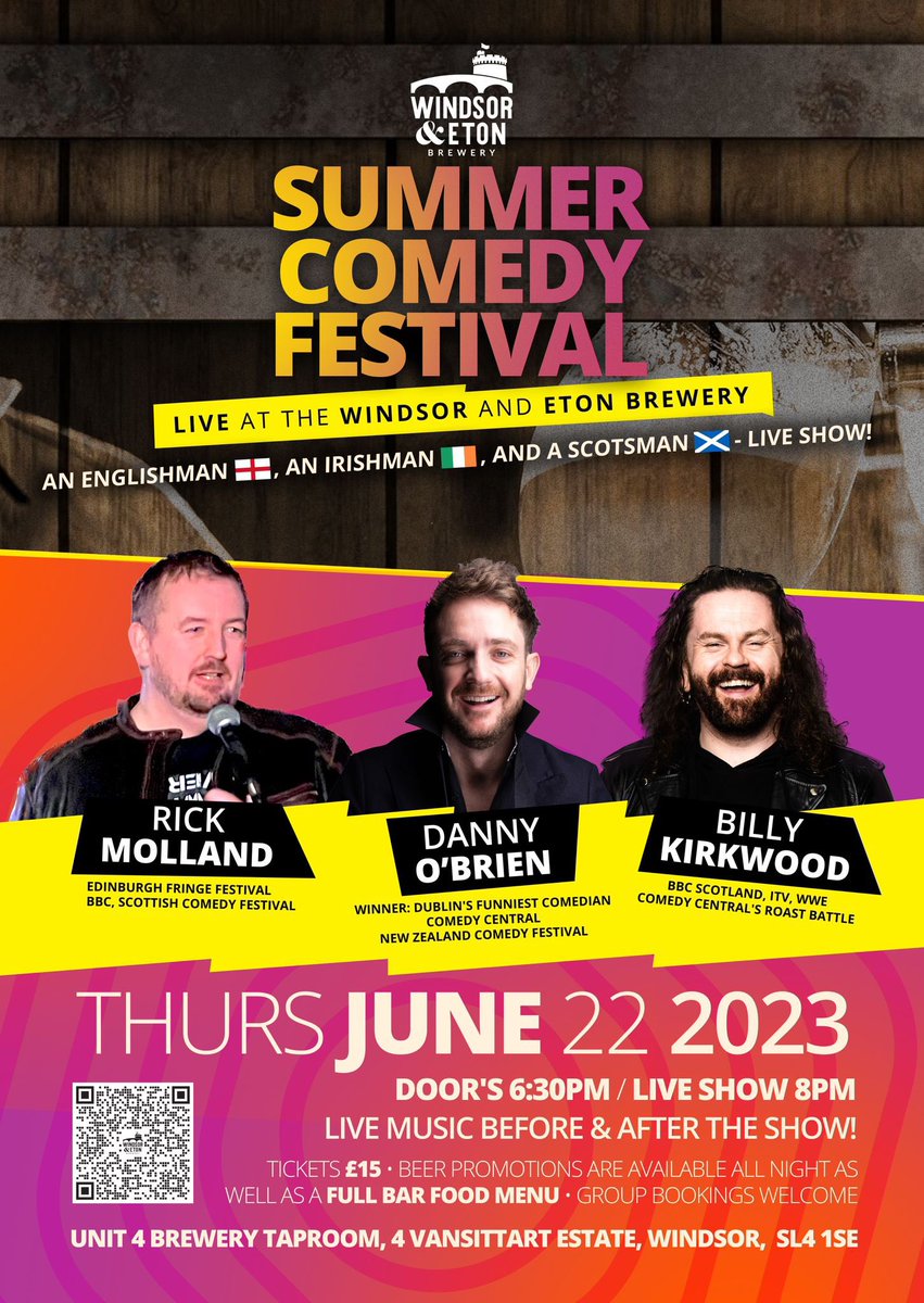 What a night! An 800 mile round trip (thanks again @ianthecomedian ) to <a href="/windsoretonbrew/">Windsor & Eton Brewery</a> for me <a href="/RickMolland/">Rick Molland</a> , <a href="/dobcomedy/">Danny O' Brien Comedian</a>’s tour show SCOTSMAN, ENGLISHMAN, IRISHMAN. Sold out mayhem! Can’t wait to bring it to the <a href="/edfringe/">Edinburgh Festival Fringe</a>.